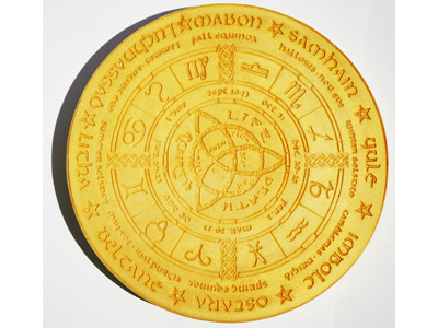 Wheel of the Year Altar Tile - gold colour
